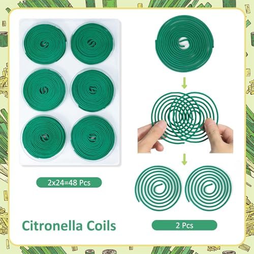 DERDUFT Citronella Incense Sticks with Coil Holder - 48 Pack for Outdoor Use