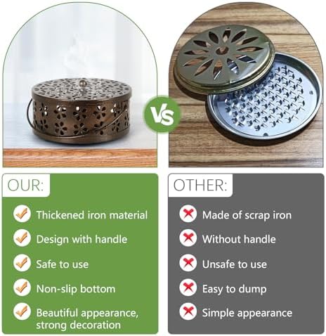 Portable Iron Mosquito Coil Holder with Handle