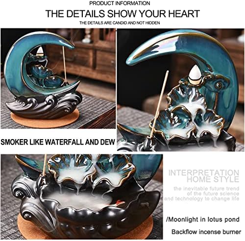 New Moon Backflow Incense Holder with 100 Cones and 40 Sticks