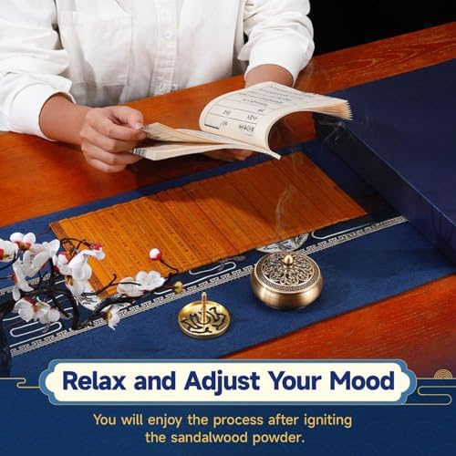 Yoga Meditation Incense Burner Set - 16 Piece Brass Censer Kit with Tools for Relaxation and Home Fragrance