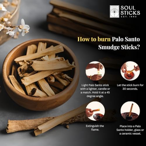 Ancientveda Peruvian Palo Santo Sticks 12 Pack with Smudge Guide