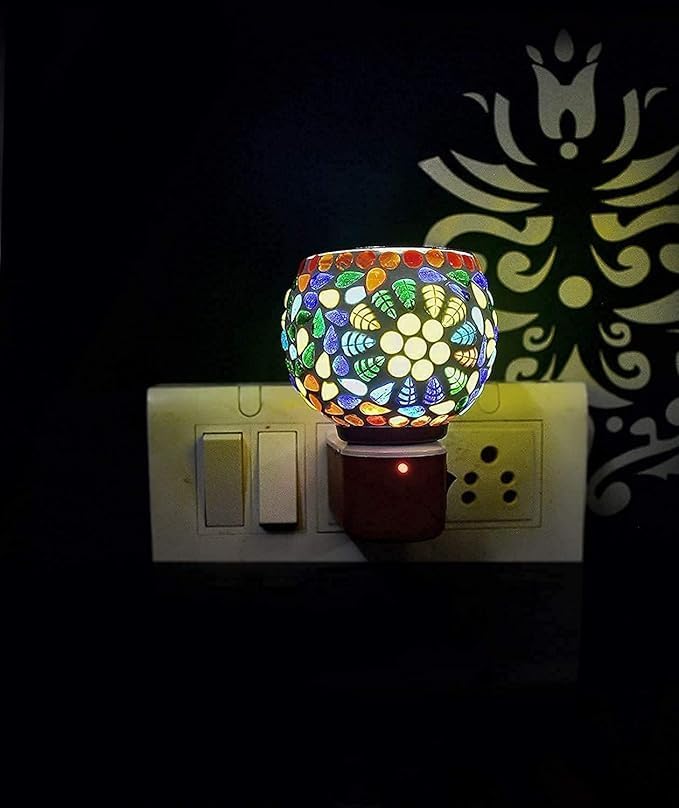 Electric Camphor Diffuser with Night Light Ceramic 3x3x3 Inches 1 Piece