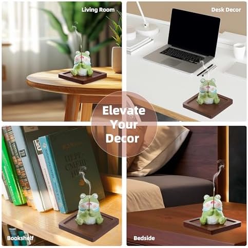 Lionpower Resin Frog Incense Holder with Burner and Ash Catcher
