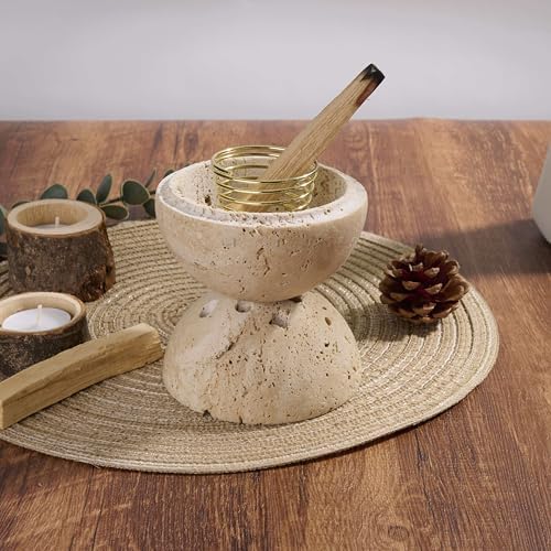 Handmade Travertine Incense Resin Burner Holder