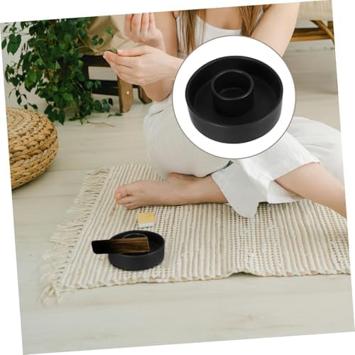STOBAZA Incense Candlestick Holder Black Ceramic