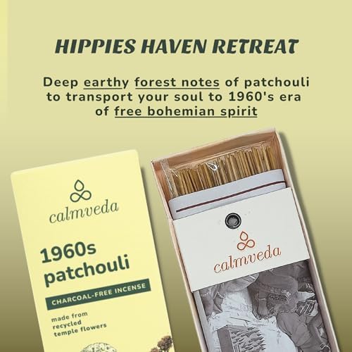 1960s Patchouli Incense Sticks Pack - 80 Sticks Charcoal Free