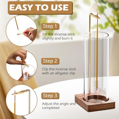 Incense Stick Holder with Glass Ash Catcher 2 Pack
