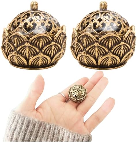 2Pcs Mini Brass Lotus Flower Incense Holder Decor