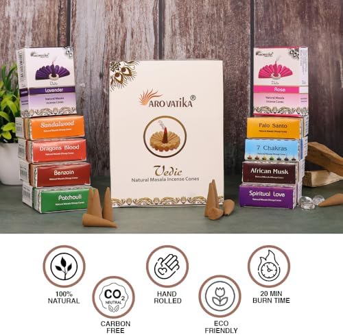 ARO VATIKA Vedic Natural Masala 120 Incense Cones Pack of 12 Boxes
