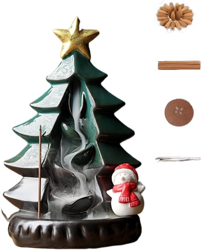 Ceramic Waterfall Incense Burner - Green