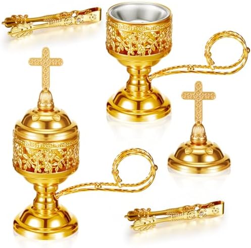 Zonon 2 Incense Burners with Tongs Gold