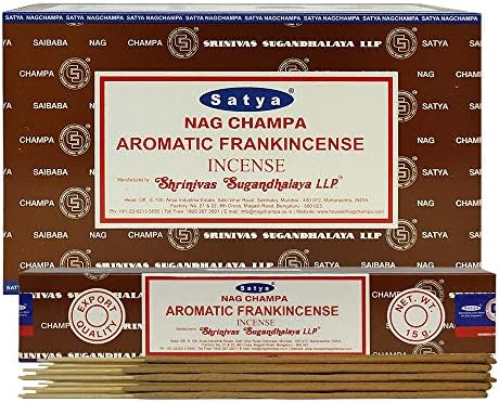 Satya Nag Champa Frankincense Incense Sticks 12 Boxes 15gms Each