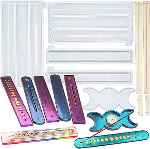 Moon Phase Incense Holder Epoxy Resin Molds Set 5-Count