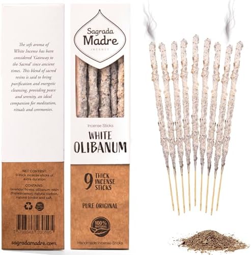9 Pcs Wildly Harvested Frankincense Incense Sticks 7 Long - Thick Aromatic for Space Harmony Positive Energy