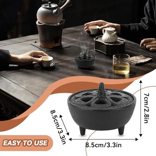 Gsycle Incense Burner Cast Iron Lotus Shape Censer With Lid