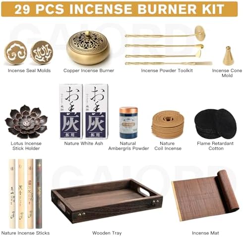29 Pcs Brass Incense Burner Kit for Home and Meditation