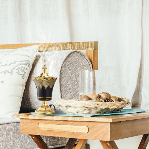 HOMSFOU Electric Incense Burner Black Vintage Arabic Censer for Home Office Yoga Spa