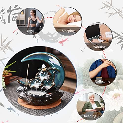 New Moon Backflow Incense Holder with 100 Cones and 40 Sticks