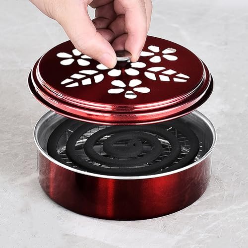 2 Pieces Portable Mosquito Coil Holder with Lid Windproof Burner