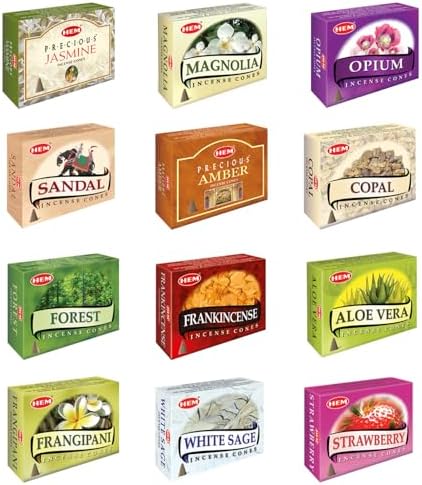 Hem 12 Assorted Boxes of Incense Cones 120 Total