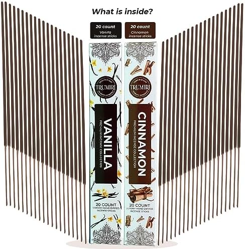 Trumiri Natural Incense Sticks - 40 Pack of Vanilla Cinnamon