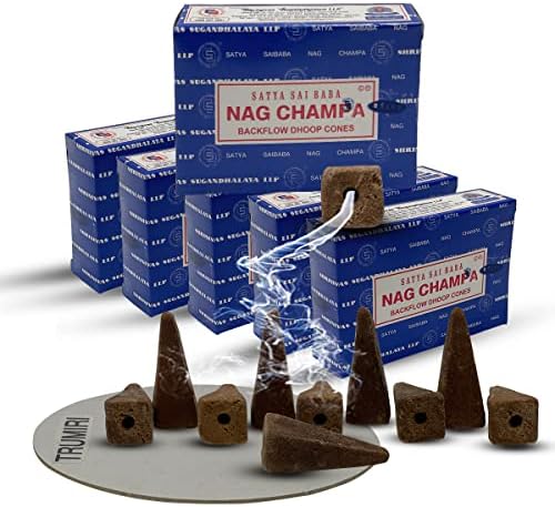 Nag Champa Incense Cones with Mat - Pack of 6