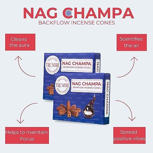 TRUMIRI Nag Champa Backflow Incense Cones - 20 Cone Dual Pack