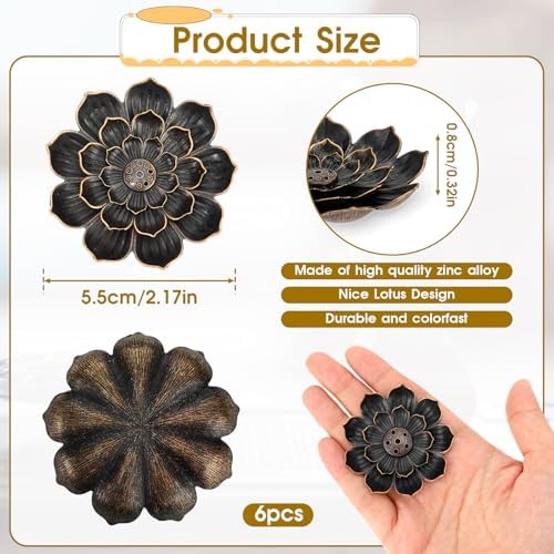 6-Piece Lotus Incense Stick Holder Burner for Home Yoga Sauna SPA