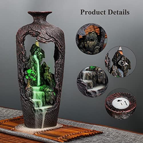 Mountain Waterfall Incense Burner with 20 Cones Tweezer and Mat