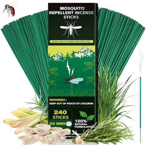 240 PCS Citronella Incense Sticks for Mosquito Repellent Indoor Outdoor