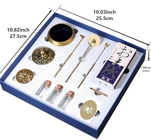 Yoga Meditation Incense Burner Set - 16 Piece Brass Censer Kit with Tools for Relaxation and Home Fragrance