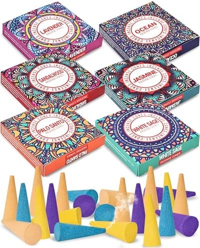 Incense Cones Set - Lavender Jasmine Sandalwood Palo Santo Rose White Sage