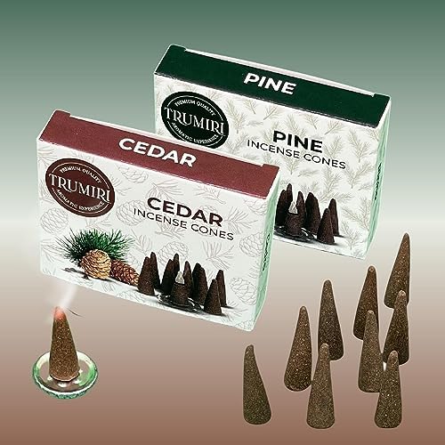 TRUMIRI Incense Cones - 20 Pack 10 Cedar 10 Pine