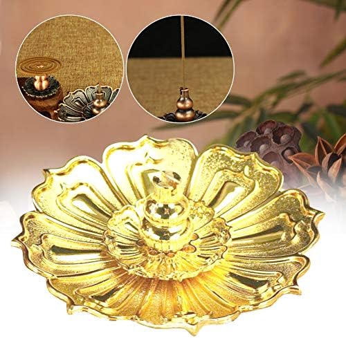 BORDSTRACT Mini Incense Holder Gold Copper Alloy Lotus Shaped Burner