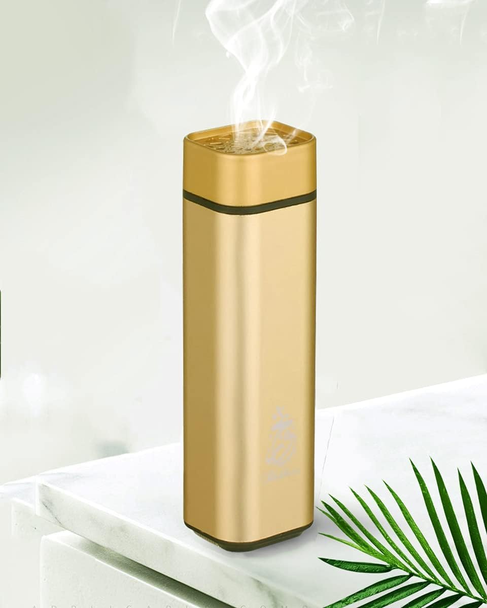 Portable Mini Incense Burner with USB Rechargeable Diffuser Gold Finish