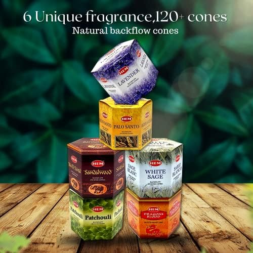 HEM Backflow Incense Cones Variety Pack - 240 Cones 6 Types