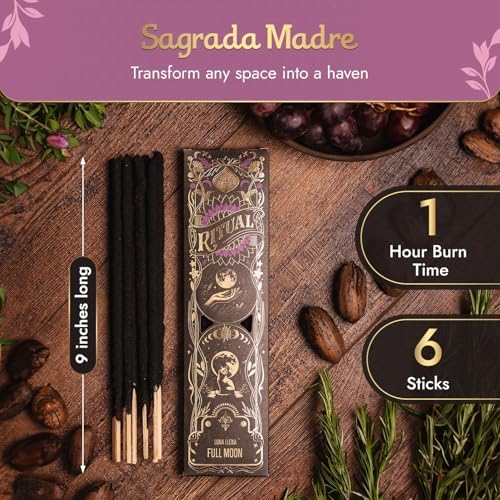 Sagrada Madre Ritual Full Moon Incense Sticks 6 Pack 9 Inches Natural Aromatic