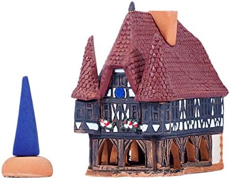 Midene Ceramic Art Cone Incense Holder Handmade Collectible Miniature Town Hall Michelstadt Germany