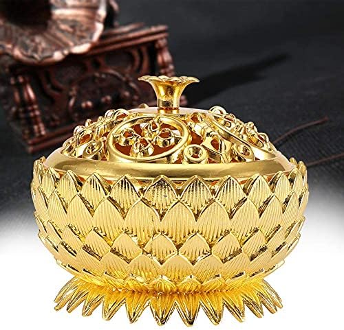 Vintage Lotus Incense Holder Bowl - Gold Finish
