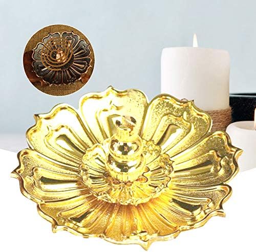 BORDSTRACT Mini Incense Holder Gold Copper Alloy Lotus Shaped Burner