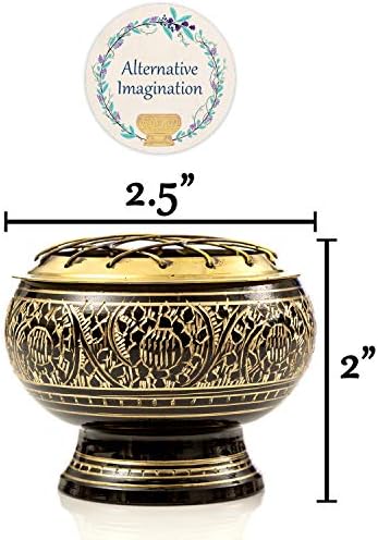 Black Brass Incense Holder - 2 Inch Tall for Resin Cones Meditation