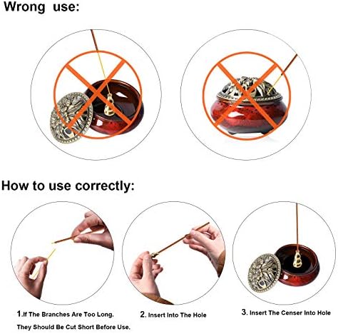 Ceramic Incense Burner with Lid and Brass Holder