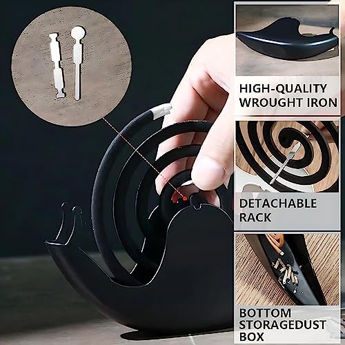 Kudriod Incense Holder with Mosquito Coil Design Iron Material Black