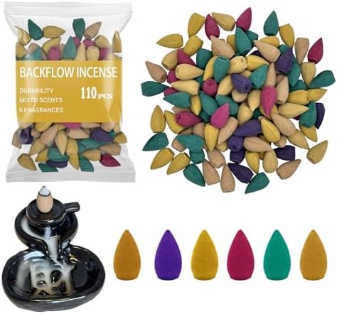 110Pcs Backflow Incense Cones with 6 Natural Scents