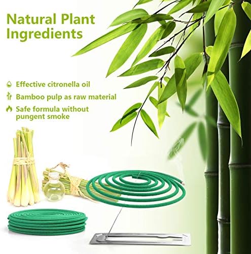 Citronella Incense Coils 48 PCS with 2 Holders for Outdoor Use