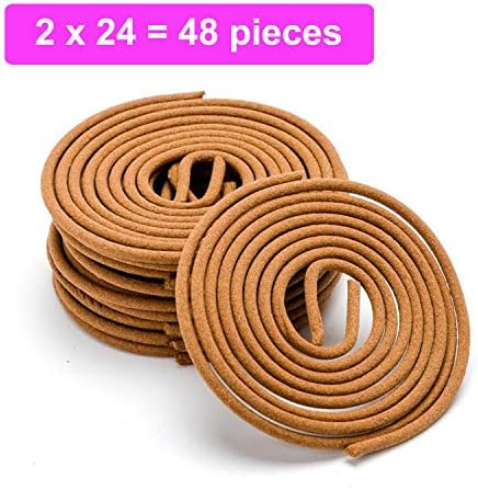 LZWIN Sandalwood Incense Coils 48 Pieces Natural Burner Aroma