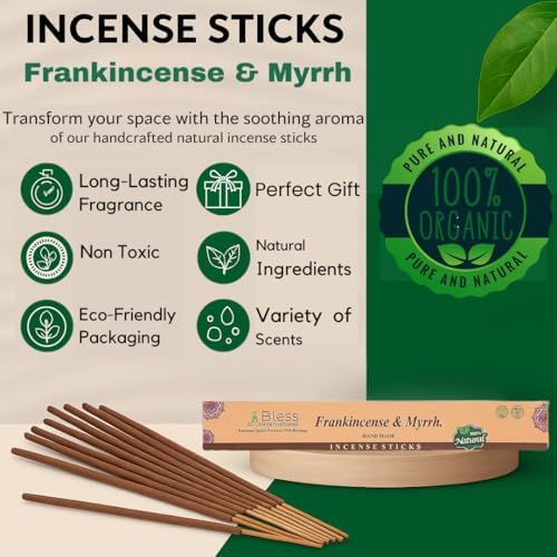 Bless Frankincense and Myrrh Natural Hand Dipped Incense Sticks 100 Sticks