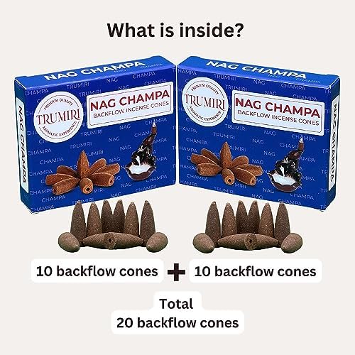 TRUMIRI Nag Champa Backflow Incense Cones - 20 Cone Dual Pack