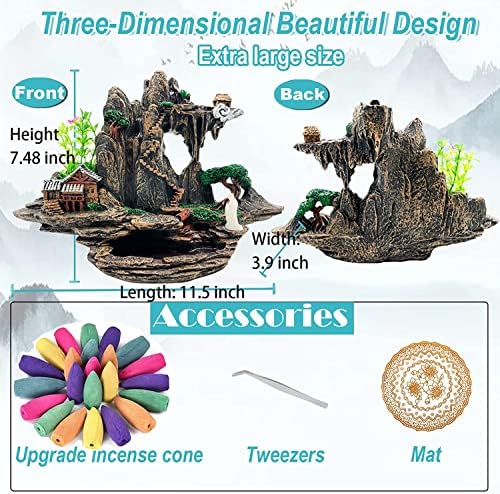 Mountain Waterfall Incense Burner with Upgraded Cones and Accessories