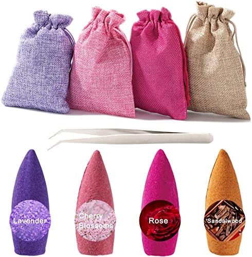120 Pcs Large Backflow Incense Cones Set 4 Mixed Natural Scented